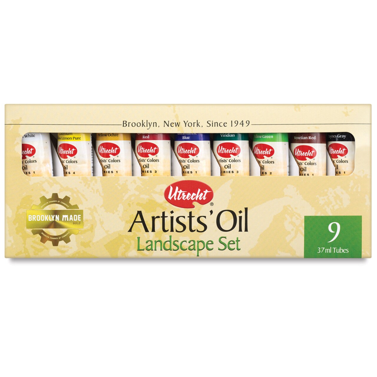 Utrecht Artists' Oil Paint Set - Landscape Colors, Set of 9 colors, 37 ml tubes